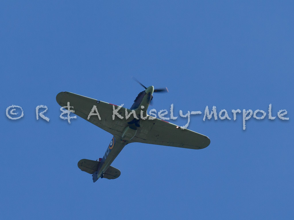 A flyby of a Hawker Hurricane, as Part of Hanley Museum's Spitfire Day